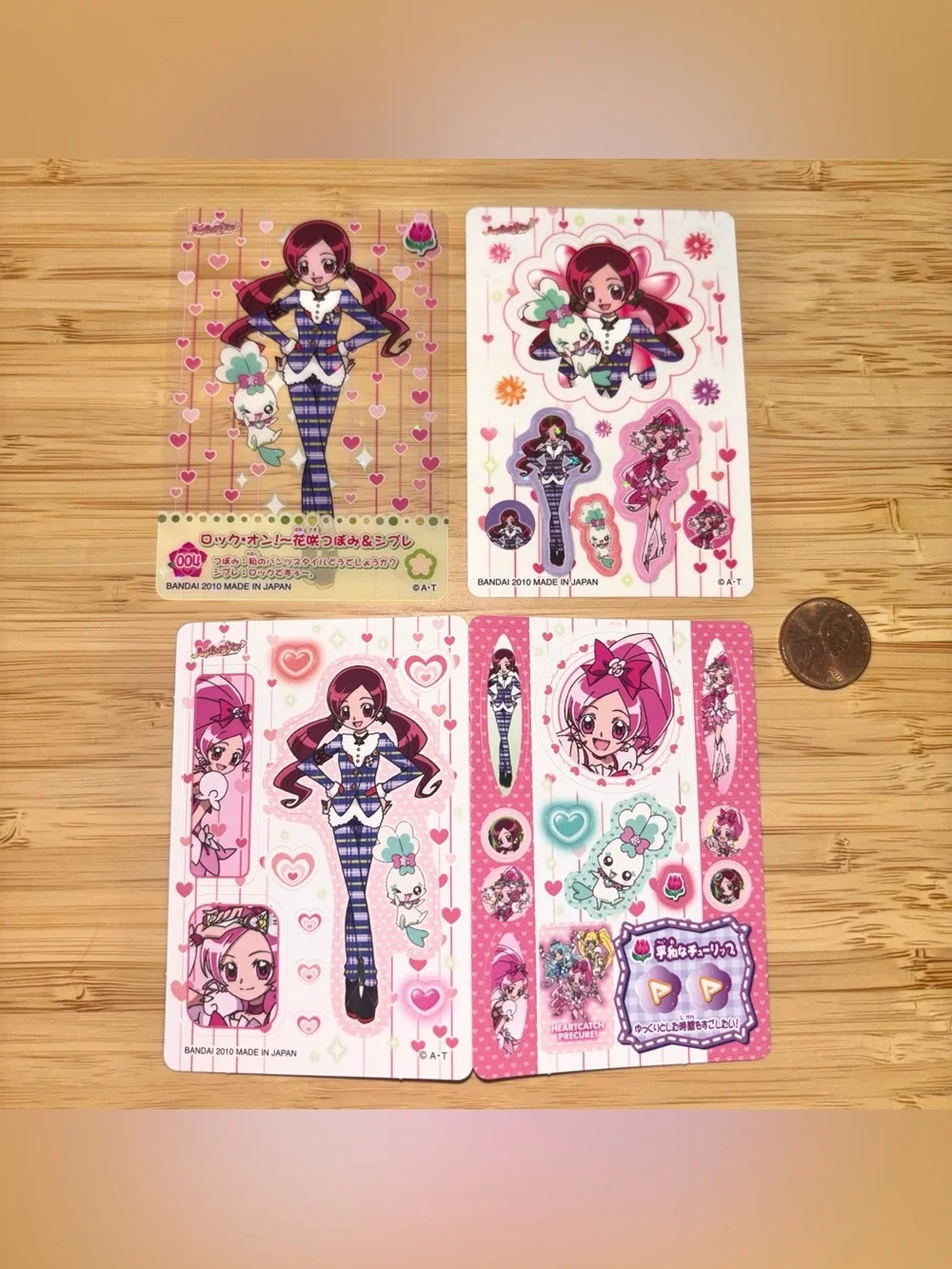 Rare 2010 heartcatch precure glitter card, glitter and non glitter sticker sheet